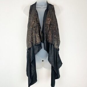 Pretty Angel Vest Womens Large Waterfall Animal Print Stretch‎ Boho Festival Top